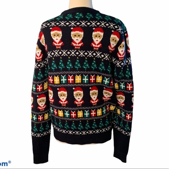 Blue Red Santa Ugly Holiday Christmas Sweater M - Picture 4 of 9
